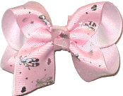 Toddler Light Pink with Sliver Ballet Slippers over White Double Layer Overlay Bow